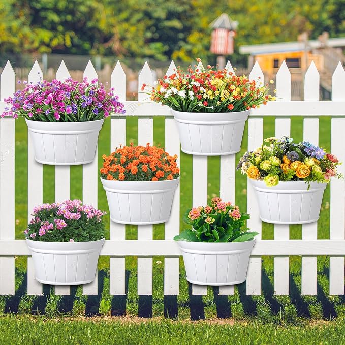 Layhit 6 Pcs Wall Hanging Planters Outdoor Pot Planter Wine Barrel Planter by ShungLan