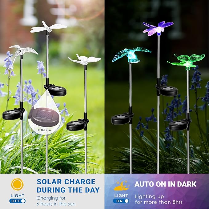 SOLPEX Solar Garden Lights, 6 Pack Solar Butterfly Lights Outdoor Decorations - Image 3