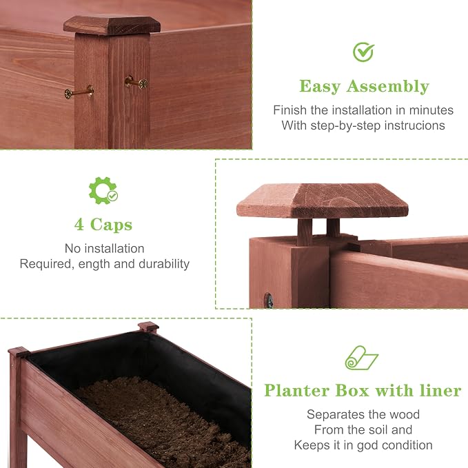 Raised Garden Bed with Legs, Outdoor Wood Elevated Planter Box, Thick Legs - Image 6