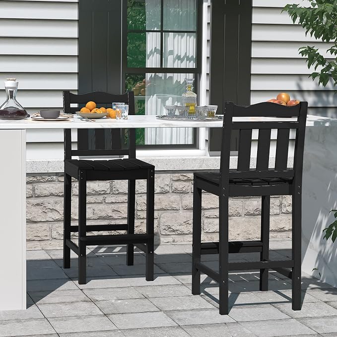 nalone Outdoor Bar Stools Set of 2, HDPE 44 Inch Tall Adirondack Chairs Bar - Image 2