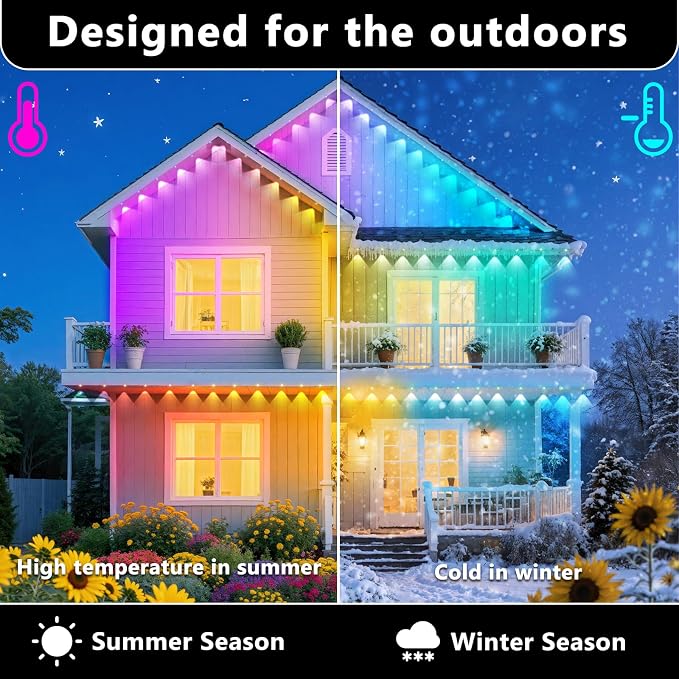 500FT Permanent Outdoor RGB Lights, IP67 Waterproof Smart Eave Lighting - Image 3