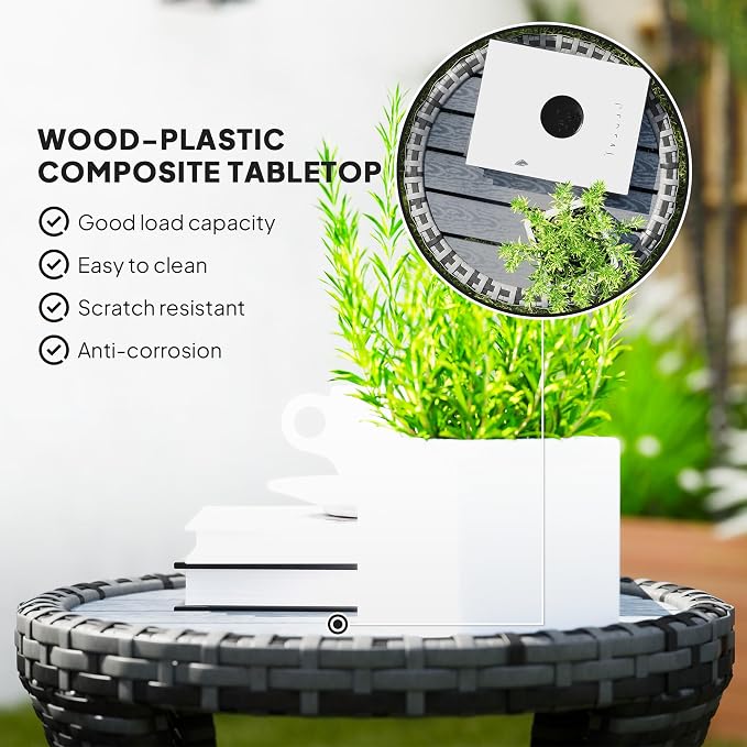Outsunny 18" Outdoor Wicker Coffee Table, 2-Tier Patio Side Table - Image 7