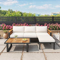Patio Furniture Set, Outdoor 3-Piece Acacia Wood and Metal Patio Sofa Set by JIVOIT