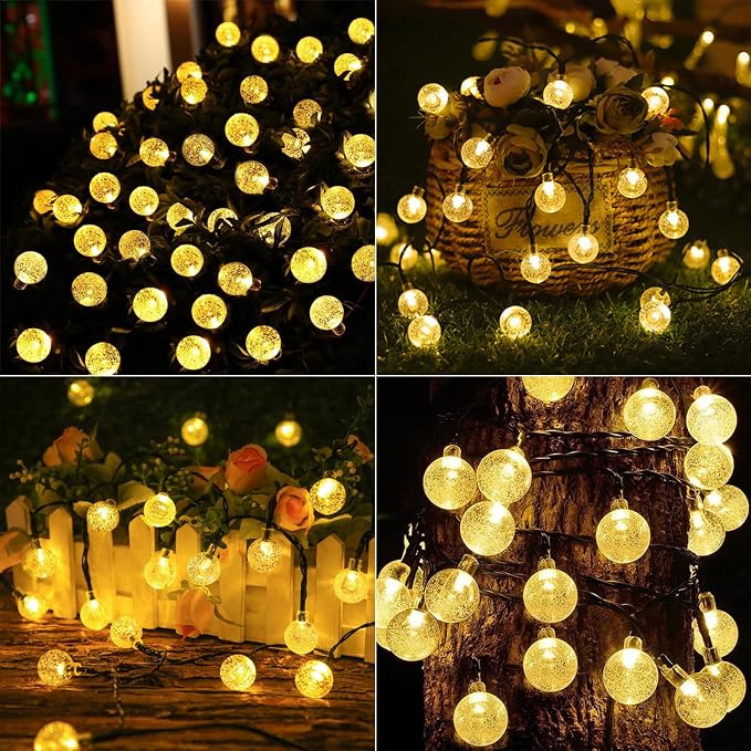 Solar String Lights Outdoor 2 Pack 200 Led 80FT Warm White Crystal Globe Lights - Image 6