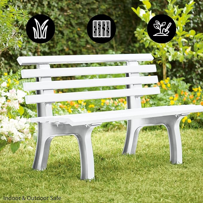 Plow & Hearth Weatherproof German PVC Outdoor Bench | Holds Up to 500 lbs | - Image 4
