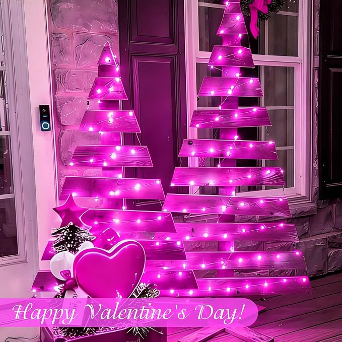 QITONG 4 Pack Pink Solar Fairy Lights, Each 33ft 100 LED String Lights Outdoor - Image 7