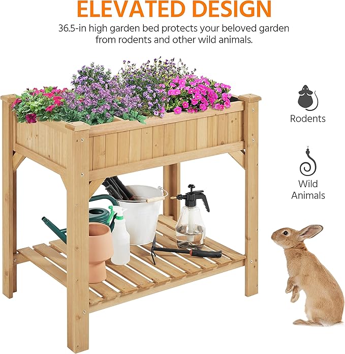 Yaheetech 36x25x37 Inch Raised Garden Bed 8 Pocket Herbs Outdoor Horticulture - Image 8