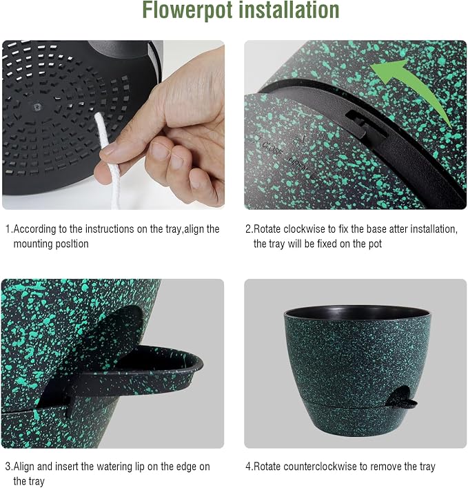 12/10/9 inch Large Self Watering Pots, Plant Pots - Image 4