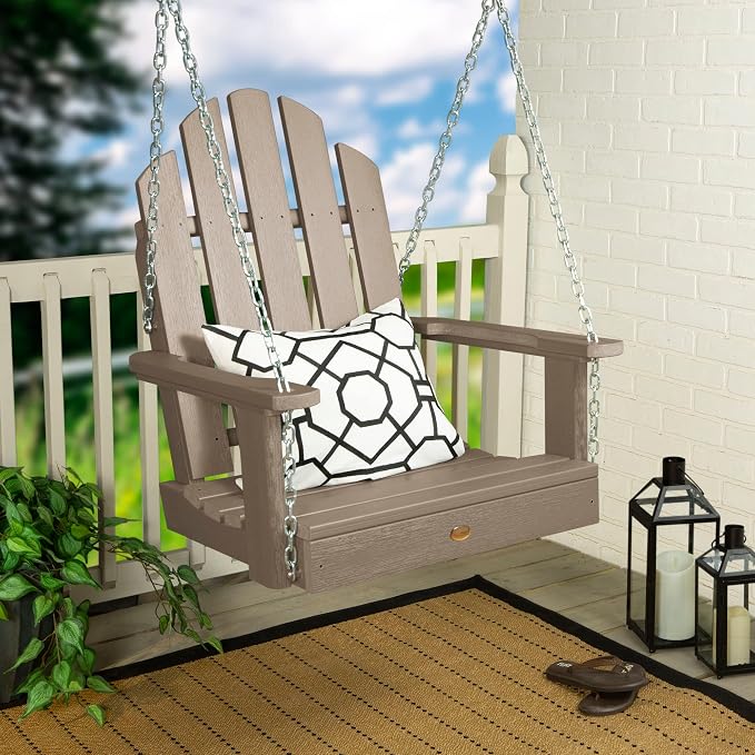 Highwood Classic Westport Adirondack Single Seat 1-Person Porch Swing, Woodland - Image 3