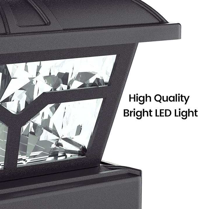 SIEDiNLAR Solar Post Cap Lights Outdoor 2 Color Modes 8 LEDs - Image 6