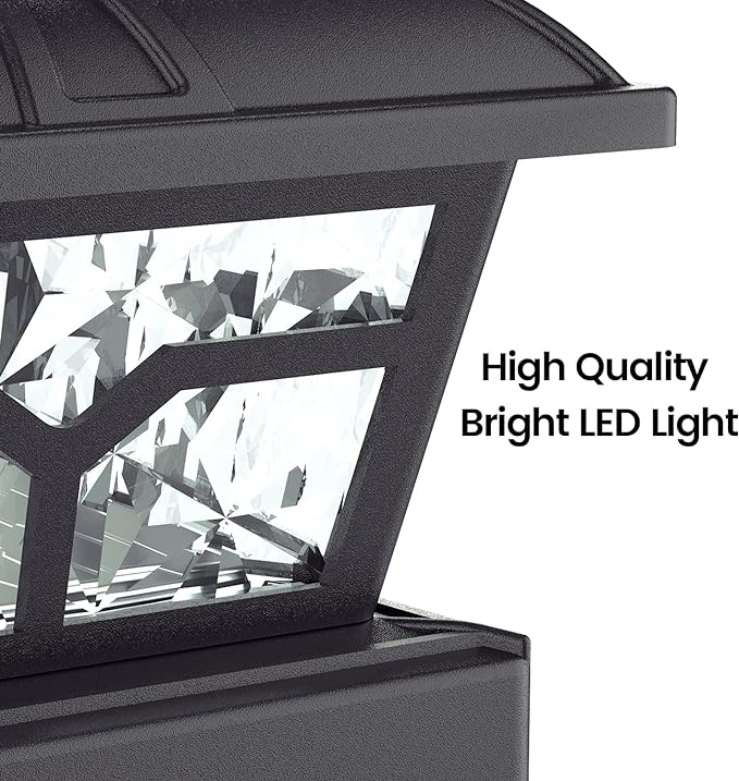 SIEDiNLAR Solar Post Cap Lights Outdoor 2 Color Modes 8 LEDs - Image 6