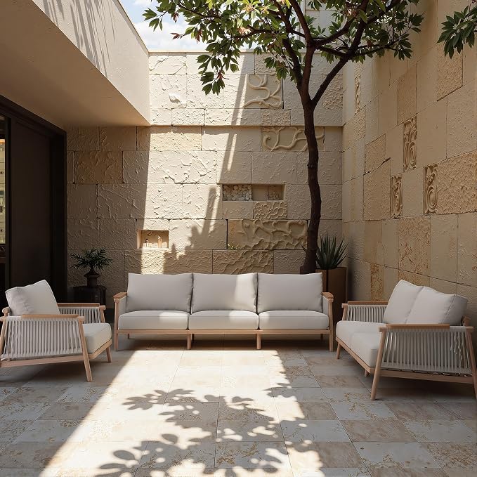 Acanva Modern All-Weather Aluminum Outdoor Patio Sofa - Image 4