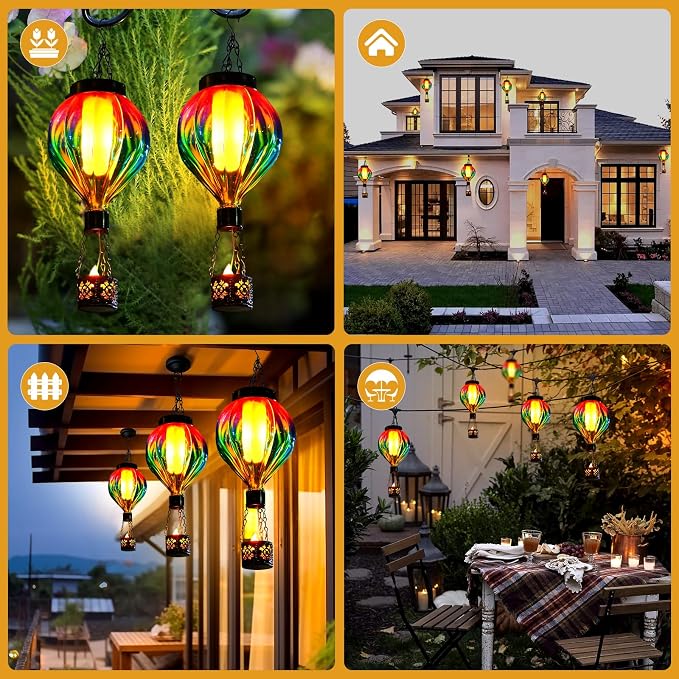 Hot Air Balloon Hanging Solar Lantern Outdoor Waterproof - Image 2