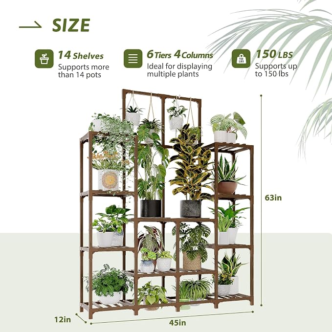 Plant Stand Indoor Outdoor 63" Tall Plant Shelf - Image 4