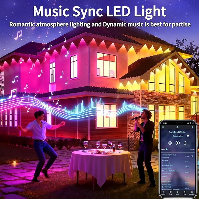 Permanent Outdoor Lights, 400ft RGB Outdoor Led Lights, Music Synchronised Eave - Image 6