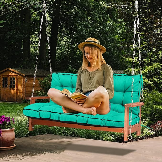 Waterproof Porch Swing Cushion Replacement, Thick 4" 2–3 Seat Outdoor Swing - Image 2