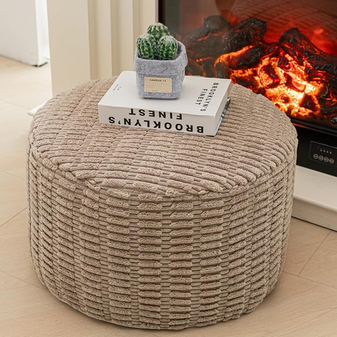 Asuprui Pouf Ottoman Stuffed Round Modern Foam Filled Ottoman Foot Rest Poufs by Asuprui