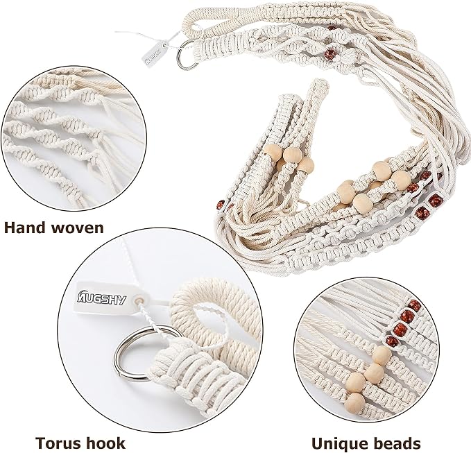 Augshy Macrame Plant Hanger, 2 Packs Plant Hangers, Hanging Planter - Image 4