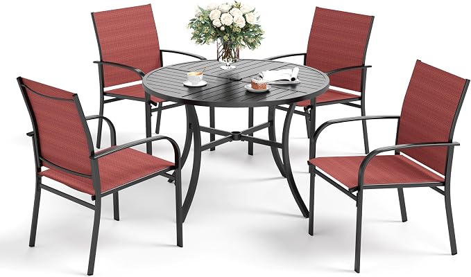 5 Piece Patio Dining Set for 4, Outdoor Table and Chairs Set for Lawn Backyard - Image 9