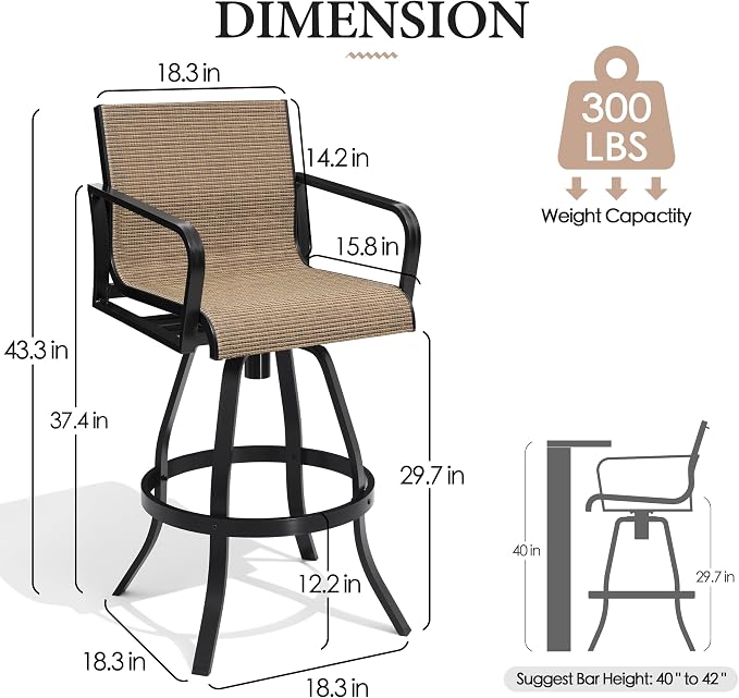 Crestlive Products Outdoor Swivel Bar Stools - Image 2