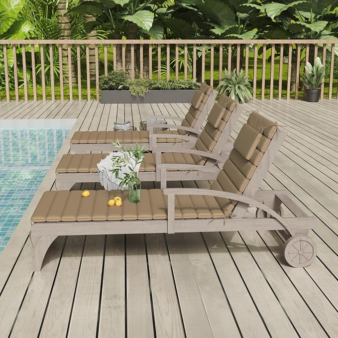Sundale Outdoor Olefin Quilted Lounge Cushion Set of 4, Patio Foldable Chaise - Image 9