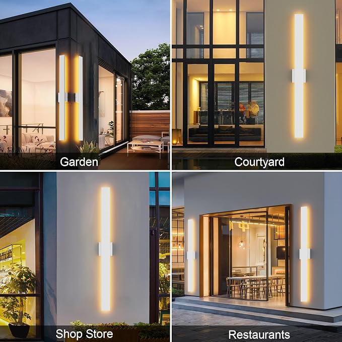 Aipsun 2 Packs Outdoor Wall Sconce, 3000K 4000K 6000K, 39.4in Modern White - Image 8