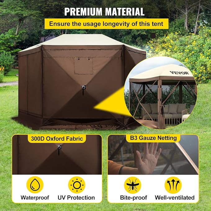 VEVOR 12 * 12ft 6 Sided Pop-up Canopy Shelter Tent - Image 6