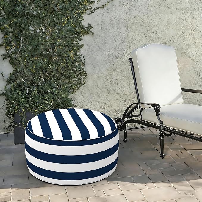 LVTXIII Indoor/Outdoor Extra Large Inflatable Ottoman Pouf D31 x H14 Inch - Image 2