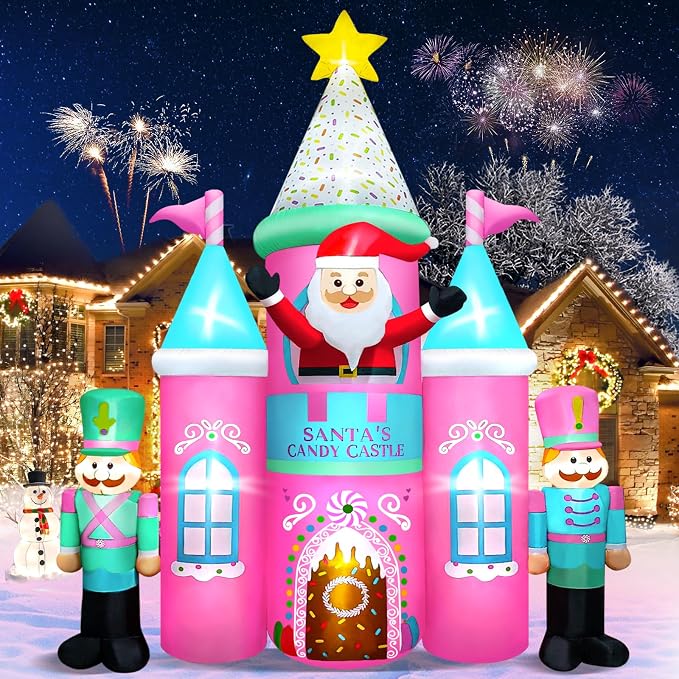 Kalolary 10FT Christmas Inflatables Outdoor Decorations, Candy Castle Inflatable by Kalolary