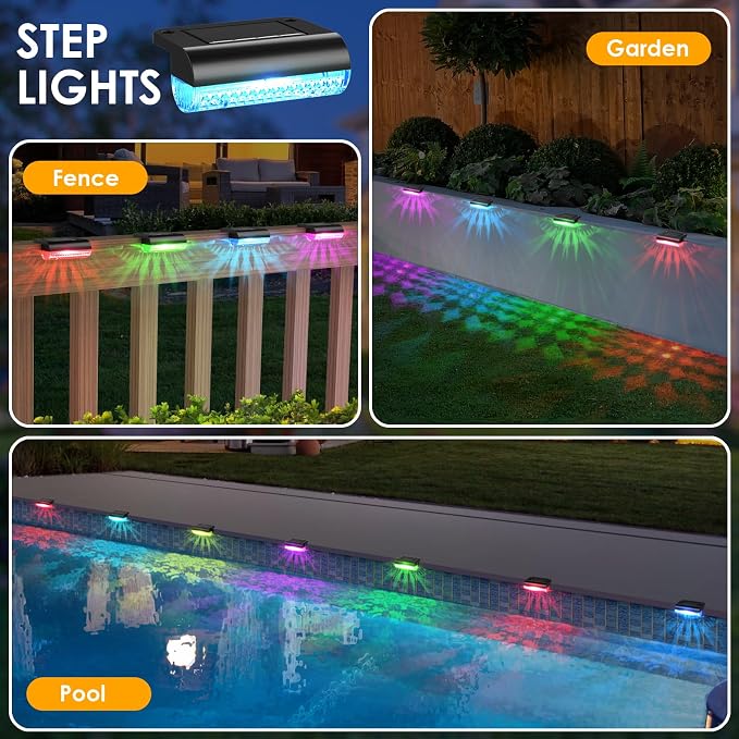 Mancra Solar Step Lights Outdoor, Solar Deck Lights Waterproof Outdoor Lighting - Image 7