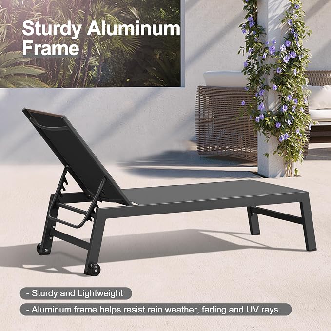 PURPLE LEAF Patio Chaise Lounge Set 4 Pieces Aluminum Outdoor Lounge Chairs - Image 8