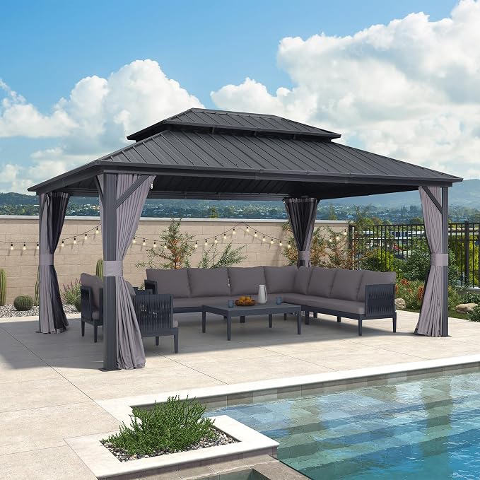 PURPLE LEAF 12' X 16' Permanent Hardtop Gazebo Outdoor Aluminum Gazebo - Image 2