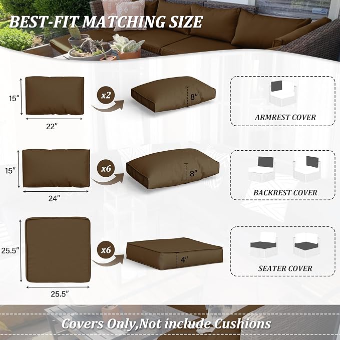 14 Pcs Outdoor Cushion Covers Patio Cushion Slipcovers Replacement Splash Proof - Image 2