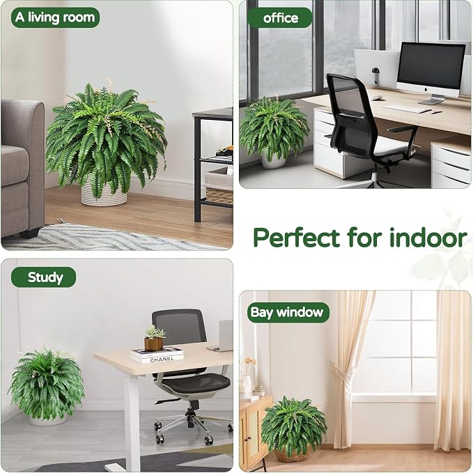 49” Artificial Ferns for Outdoors Planter, 128 Leaves per Fern, Large Lush Fake - Image 4