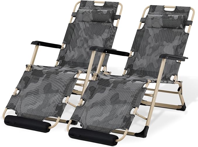 Magshion Folding Patio Chairs Set of 2, Outdoor Lounge Chair by Magshion