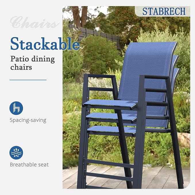 Outdoor Bar Stools Set of 4, Bar Height Chairs - Image 5