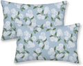 Light Blue Pillow Covers 12x20 Inch 2 Pcs Blue Green Hydrangea Flower Decor by DAFENA