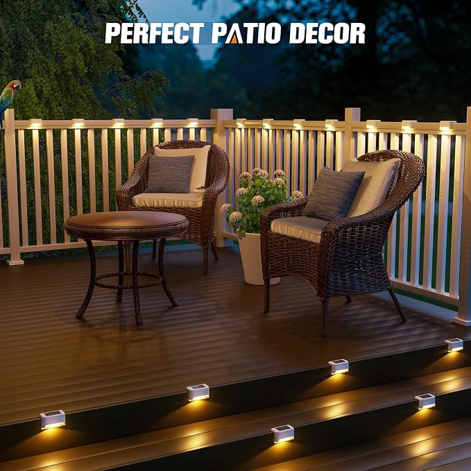 APONUO Solar Deck Lights 16 Pcs, Solar Step Lights Outdoor Waterproof Led Fence - Image 2