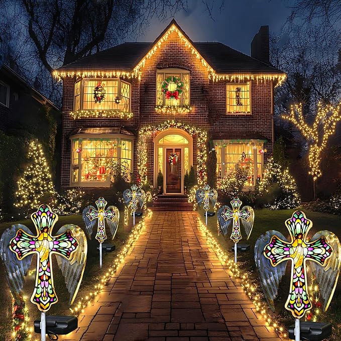 YJFWAL Solar Glass Cross Garden Stake Light, Cemetery Decorations - Image 5