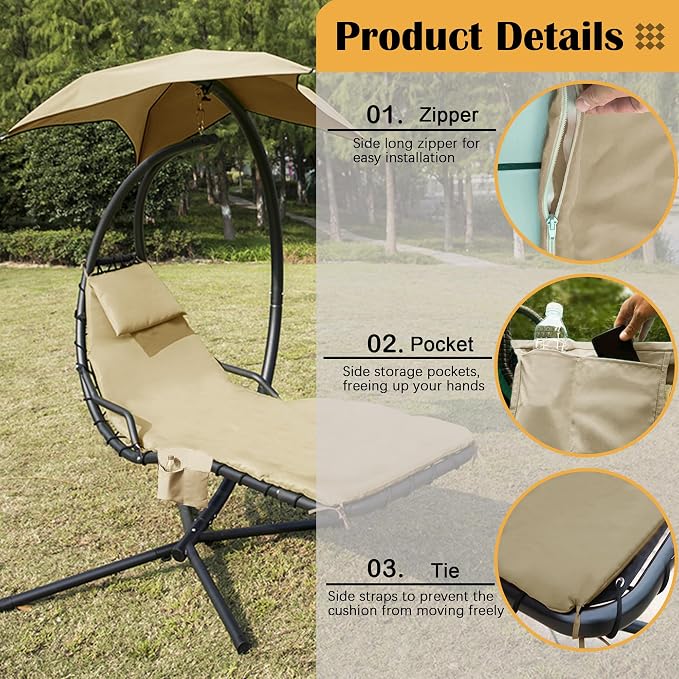 Sqodok Outdoor Hanging Lounge Chair Cushion Cover and Umbrella Fabric - Image 4