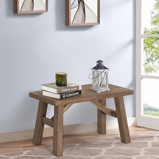 Wnutrees Sawmill Wood Bench, Rustic Entry Way Benches Seat, Solid Wood by Wnutrees