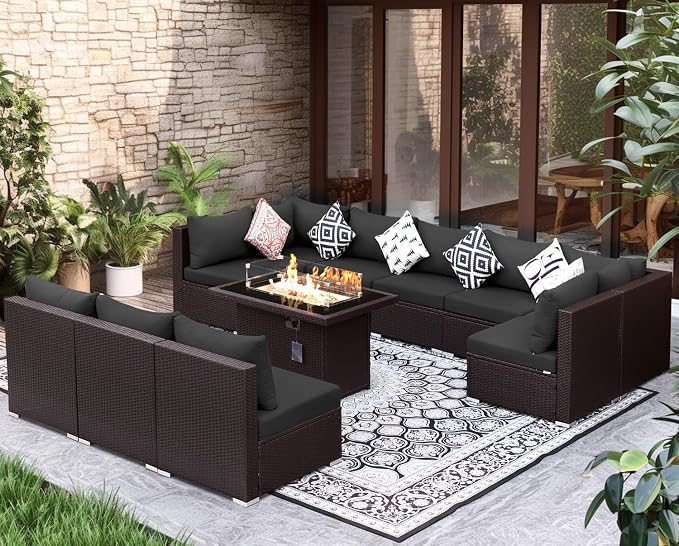 NICESOUL 11 Pcs Modern Outdoor Patio Sectional Furniture Set - Image 2