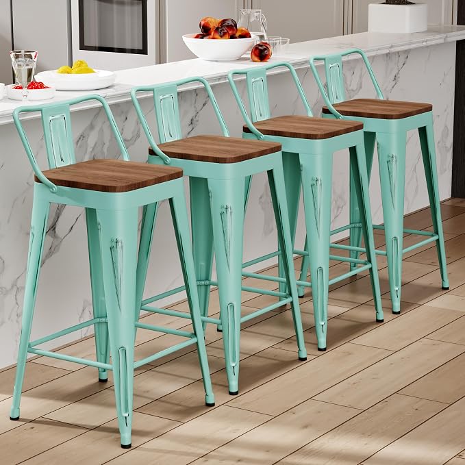 Alunaune 30" Metal Bar Stools Set of 4 Counter Height Barstools Industrial - Image 10