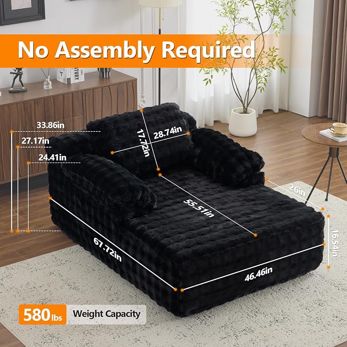 VINGLI 67.7" Oversized Chaise Lounge Chair Indoor Reading Chairs Comfy Bubble - Image 2