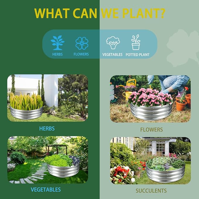 Durable Round Galvanized Steel Raised Garden Bed - Image 3
