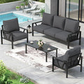Outdoor Patio Furniture Set, 4 Pieces Metal Patio Furniture Set by COMLAXFIELD