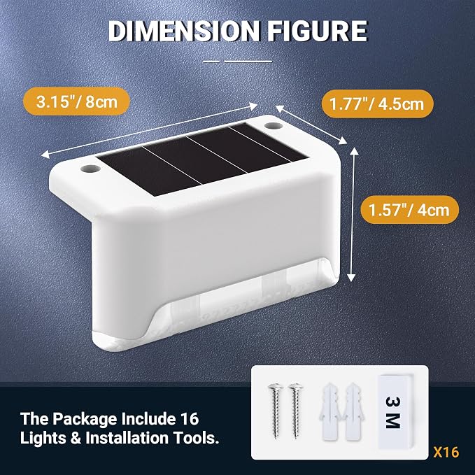 SOLPEX Solar Fence Lights Outdoor 16 Pack, Solar Step Lights Waterproof Led - Image 6