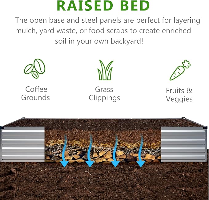 2PCS 9x3x1ft Galvanized Raised Garden Bed Kit, Metal Planter Box - Image 3