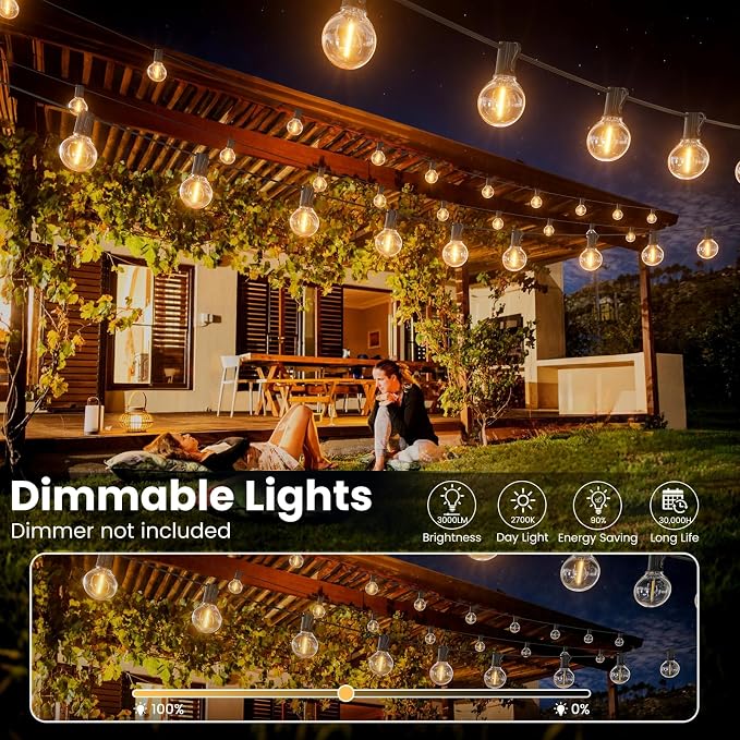 RTTY Dense-Glow Outdoor String Lights 25ft, G40 Led Patio Globe Lights - Image 9