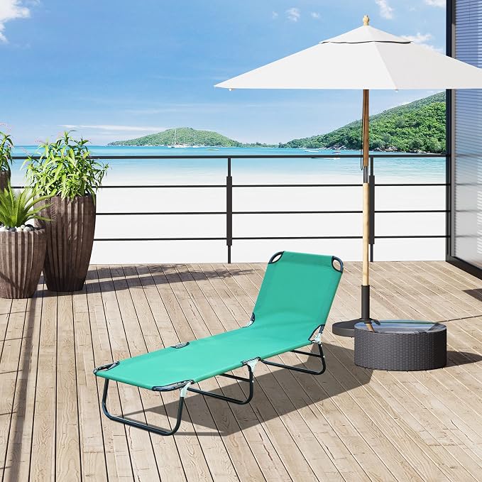Outsunny Folding Chaise Lounge Pool Chairs, Outdoor Sun Tanning Chairs - Image 2